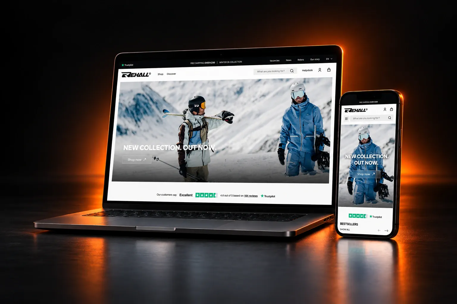 Rehall.com storefront shown on a laptop and phone
